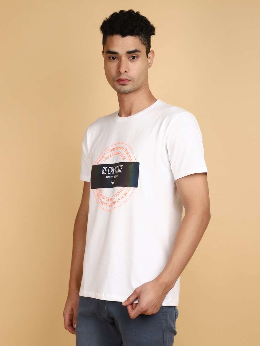 men round neck front printed t-shirt - 20862765 -  Standard Image - 1