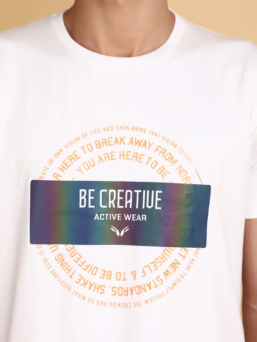 men round neck front printed t-shirt - 20862765 -  Standard Image - 4