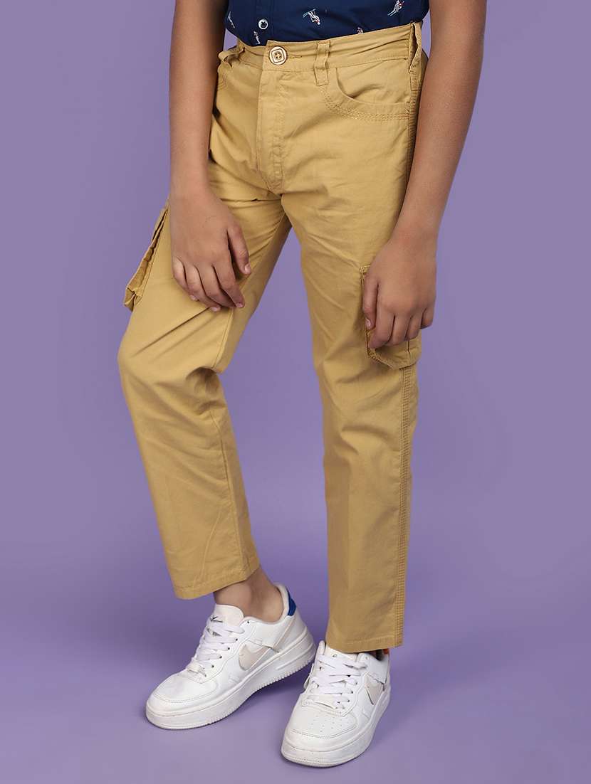 boys khaki solid mid rise cargo - 20862818 -  Standard Image - 1