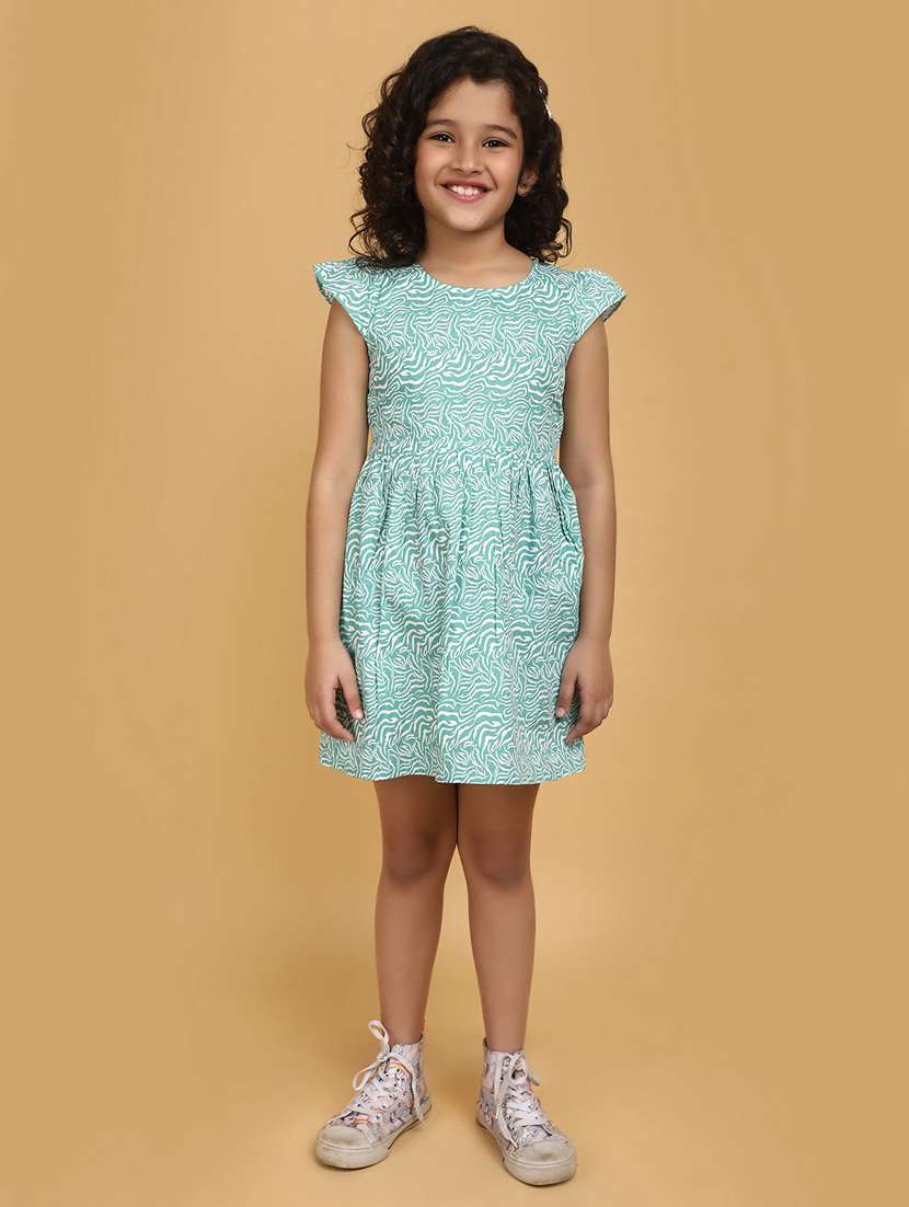girls round neck printed frock