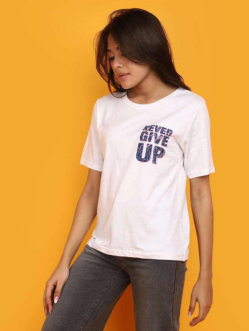 white cotton back print t-shirt - 20862845 -  Standard Image - 1