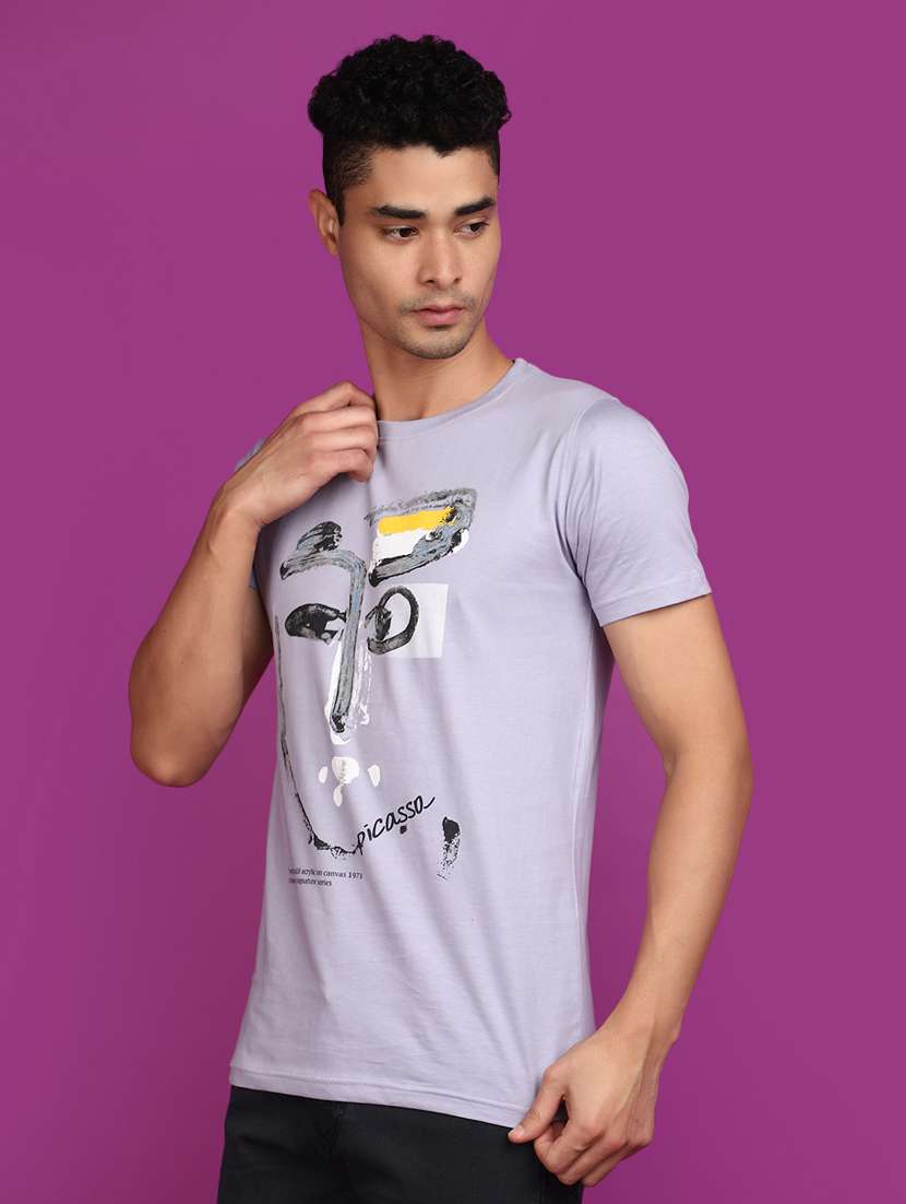 men round neck front printed t-shirt - 20862871 -  Standard Image - 1