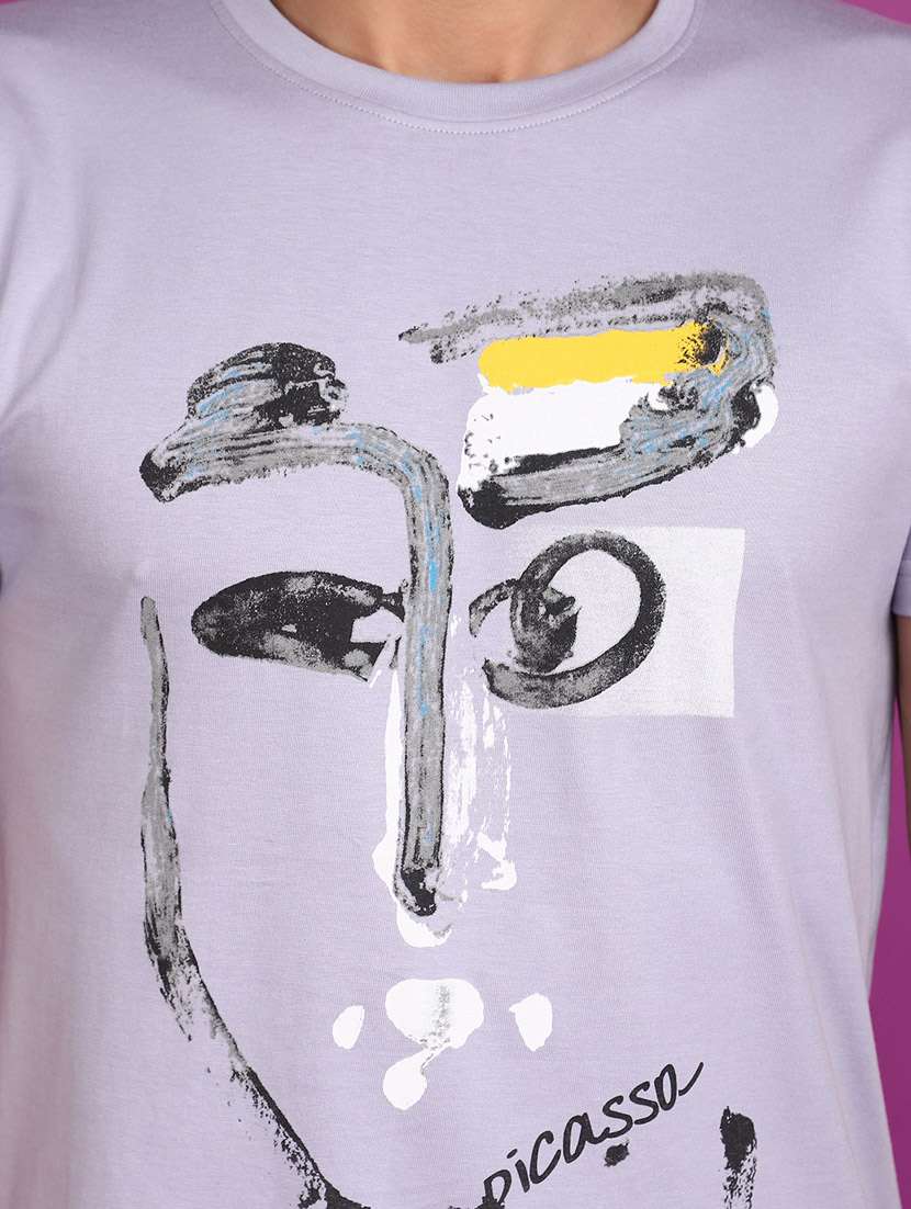 men round neck front printed t-shirt - 20862871 -  Standard Image - 4