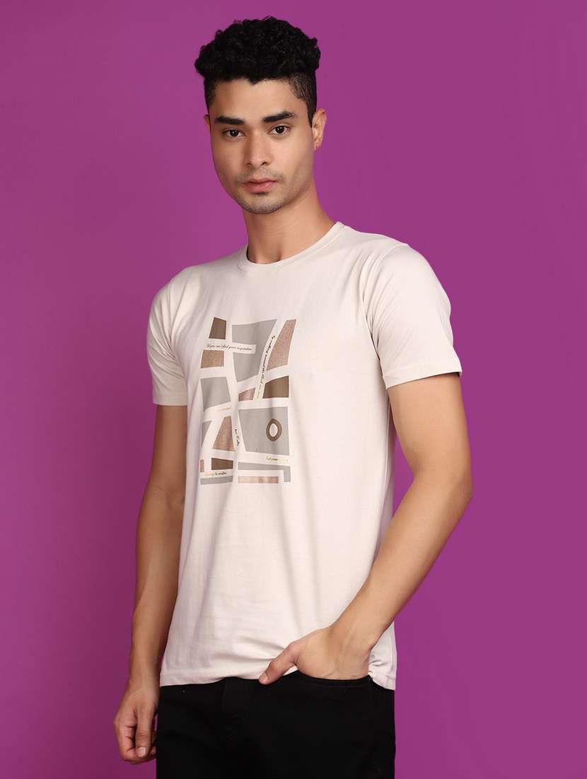 men round neck front printed t-shirt - 20862874 -  Standard Image - 1