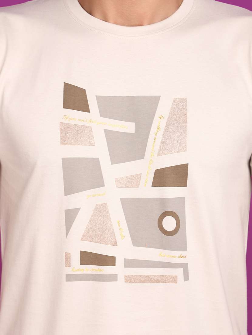 men round neck front printed t-shirt - 20862874 -  Standard Image - 4