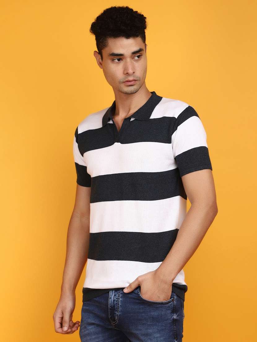 men polo neck striped t-shirt - 20862892 -  Standard Image - 1