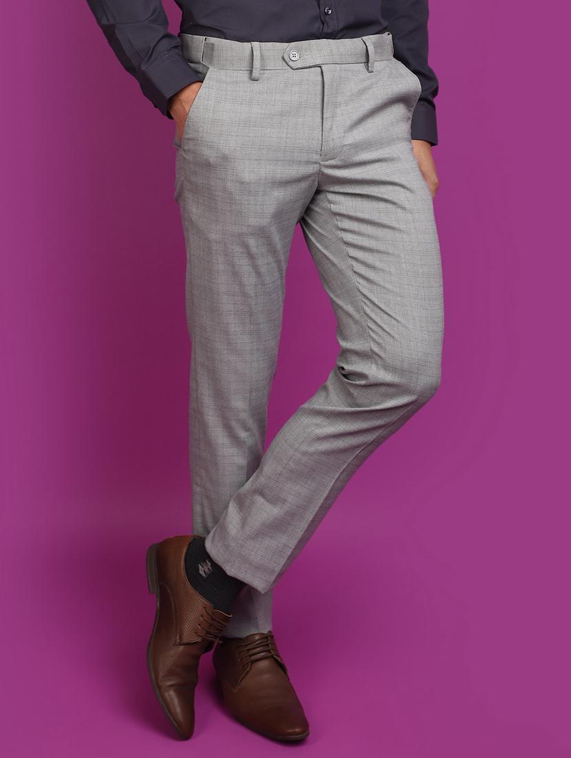 grey cotton pleated formal trouser - 20862935 - Standard Image - 1