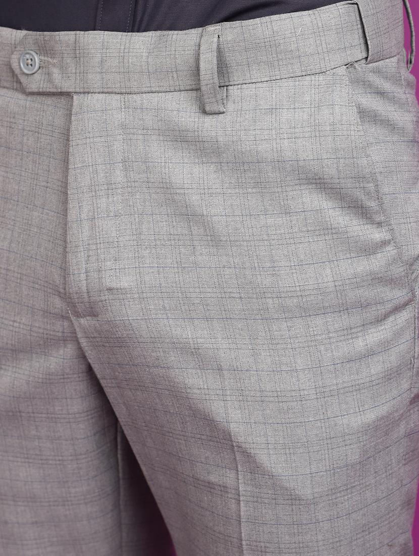 grey cotton pleated formal trouser - 20862935 - Standard Image - 4
