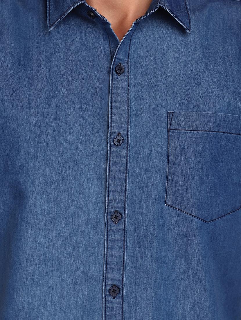 blue denim casual shirt - 20862946 - Standard Image - 4