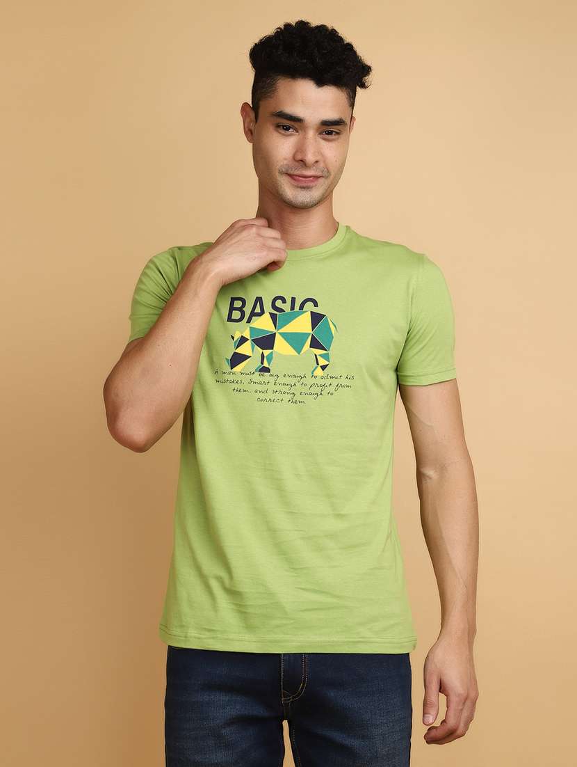 men round neck chest printed t-shirt - 20862961 -  Standard Image - 1