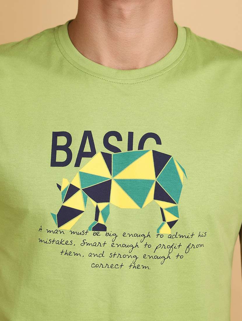 men round neck chest printed t-shirt - 20862961 -  Standard Image - 4