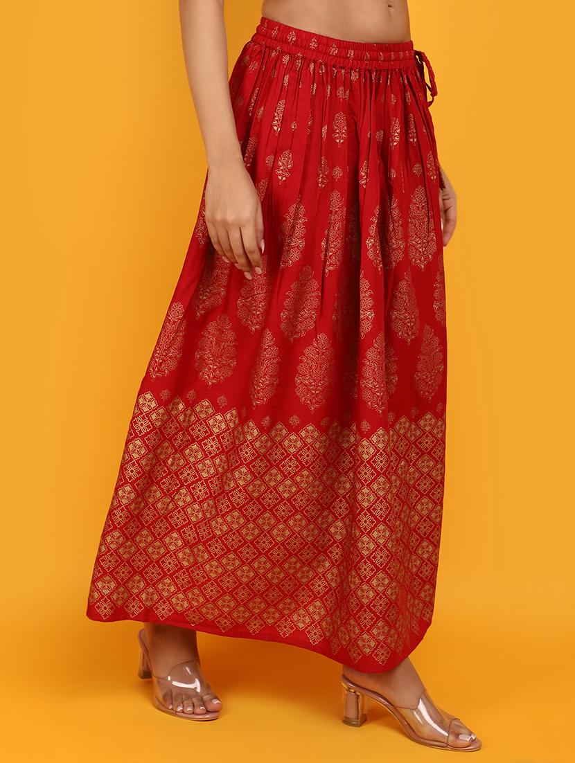women red printed a-line skirt - 20862986 - Standard Image - 1