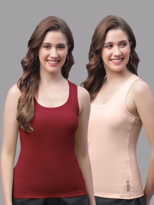 women set of 2 multicolored solid tank top - 20864111 - Standard Image - 0