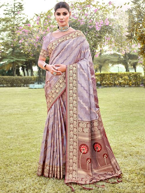 women zari work banarasi saree with blouse - 20864219 -  Standard Image - 0