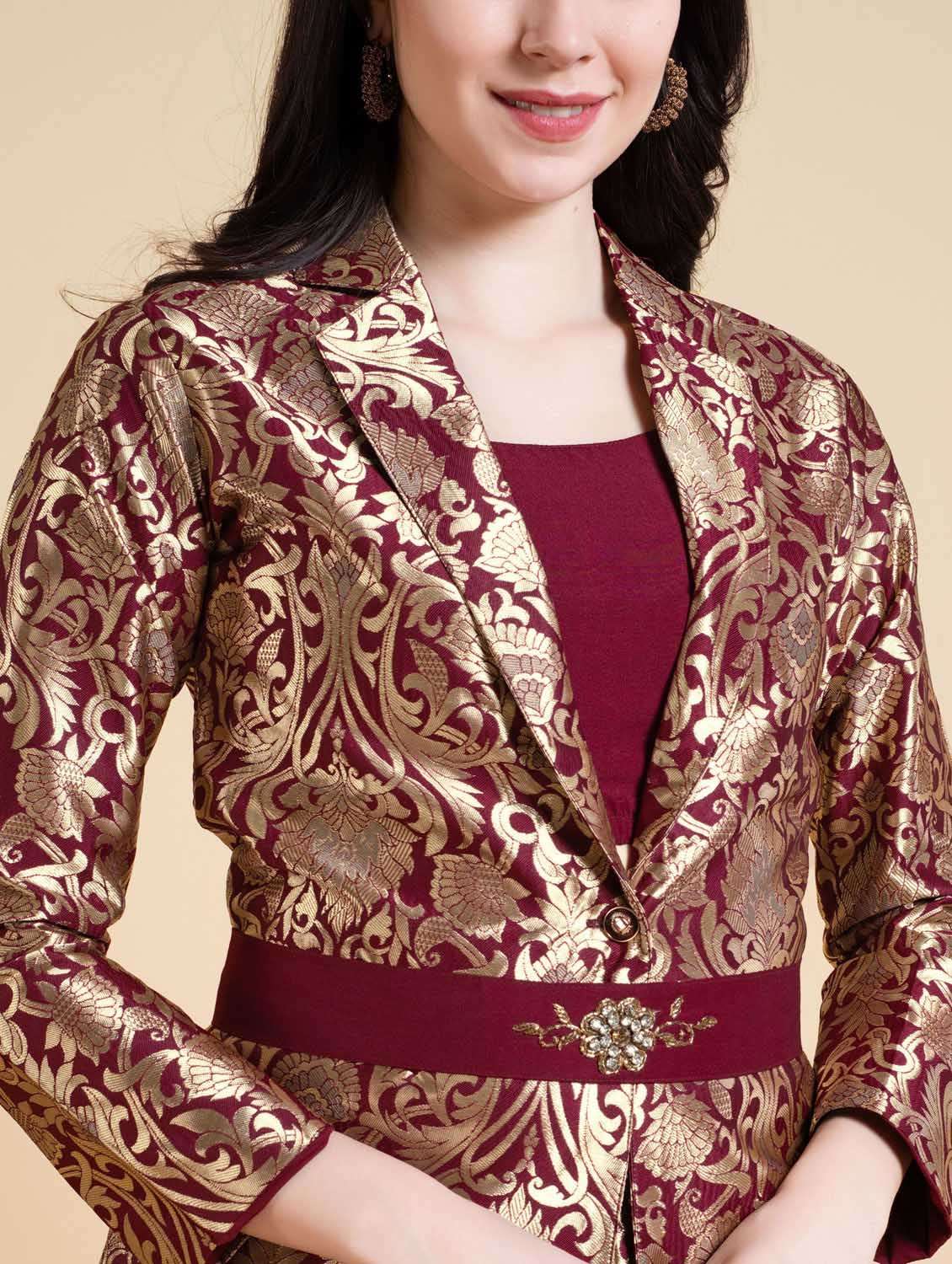 women self design top and straight pant co-ord set - 20864257 - Standard Image - 4