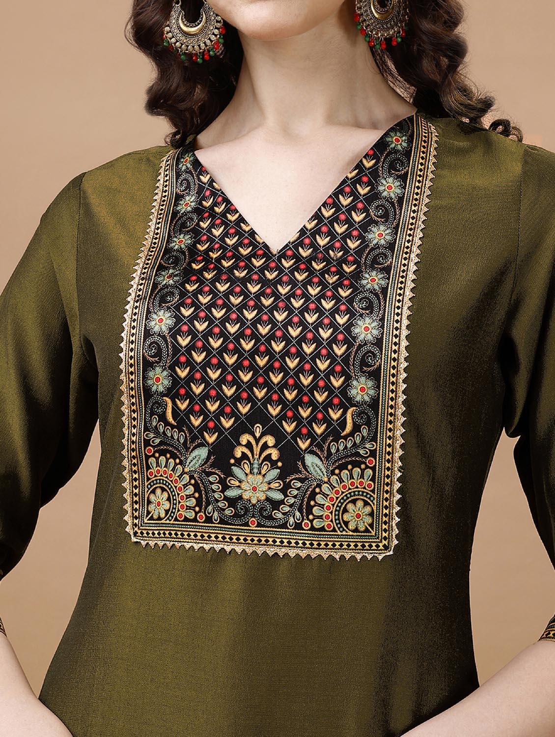 women three quarter sleeve kurta pant with dupatta set - 20864358 - Standard Image - 4