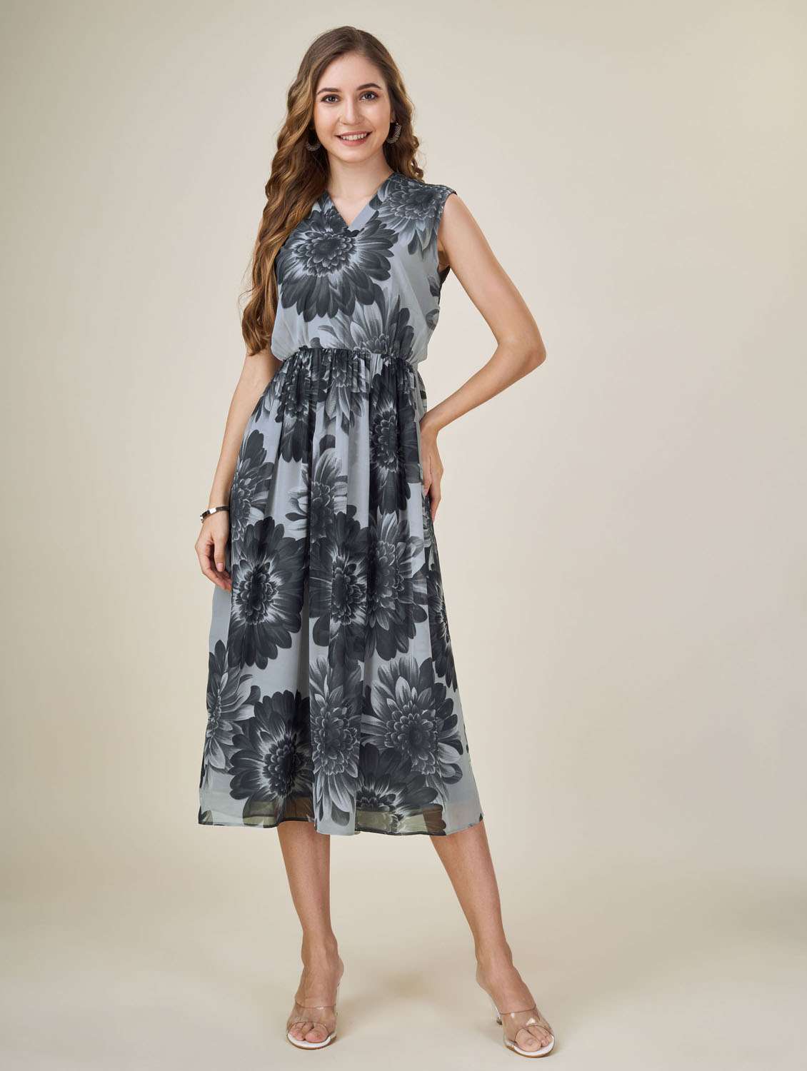 women fit & flare midi dress