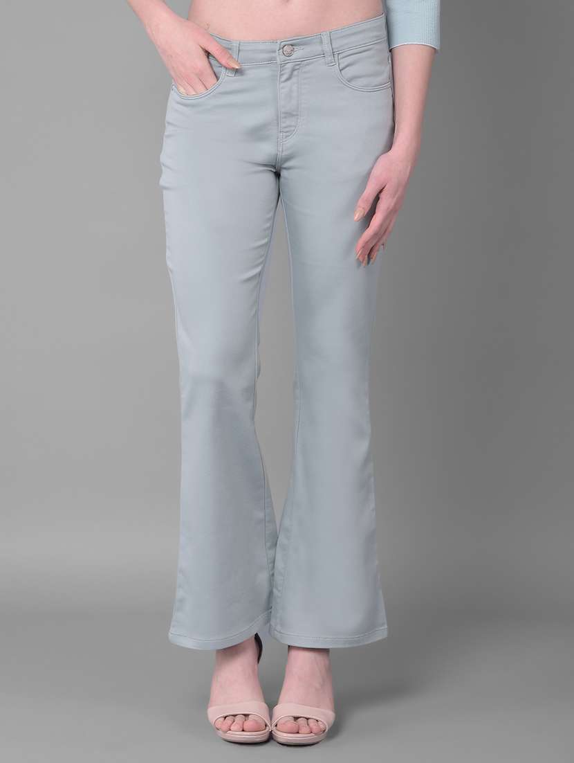 women mid-rise solid bootcut jeans