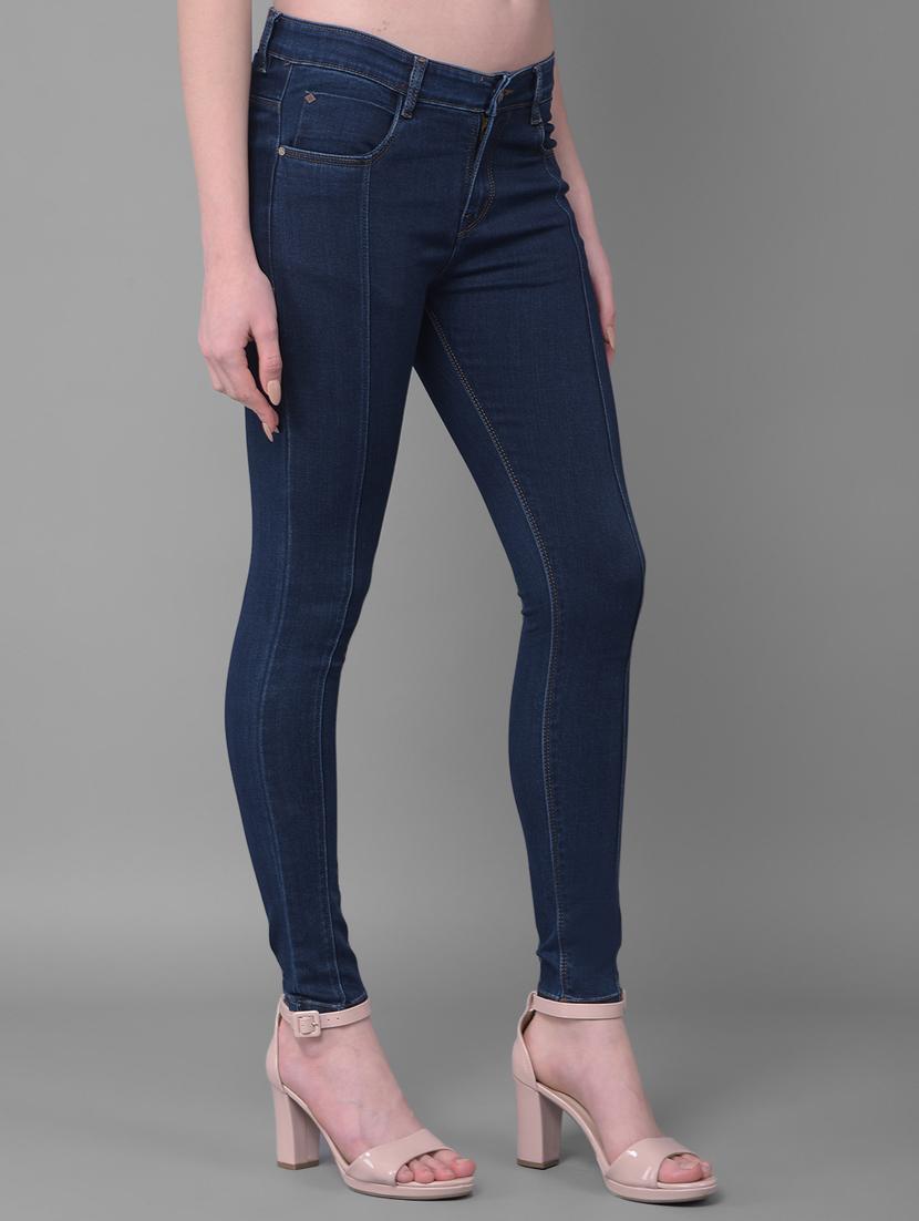 women mid-rise solid skinny jeans - 20864516 - Standard Image - 1