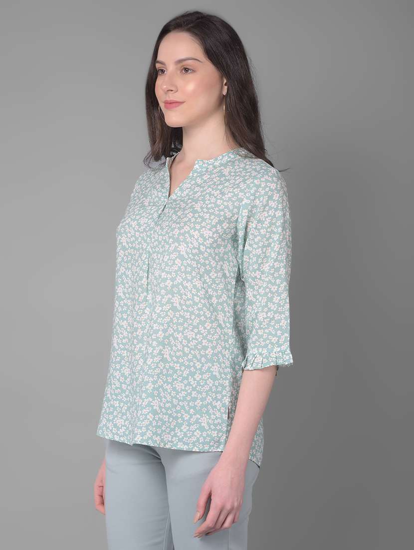 women mandarin neck floral printed regular top - 20864523 - Standard Image - 1