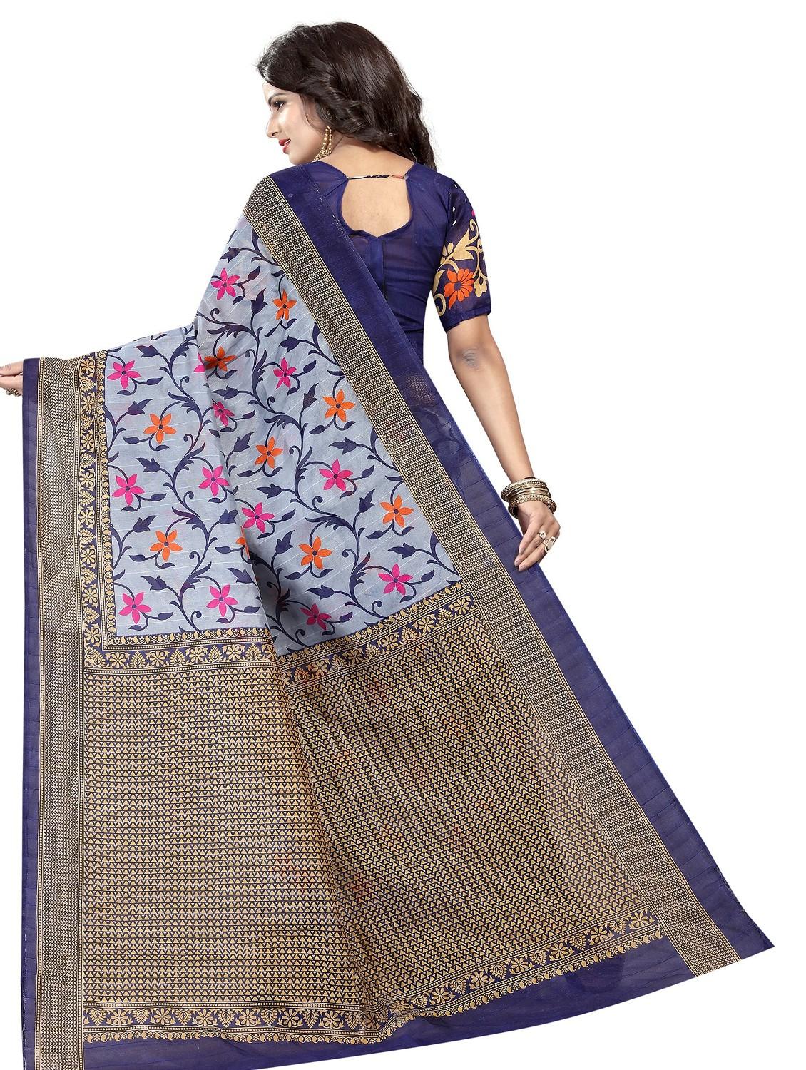 light blue floral printed mysore saree - 20873041 - Standard Image - 1