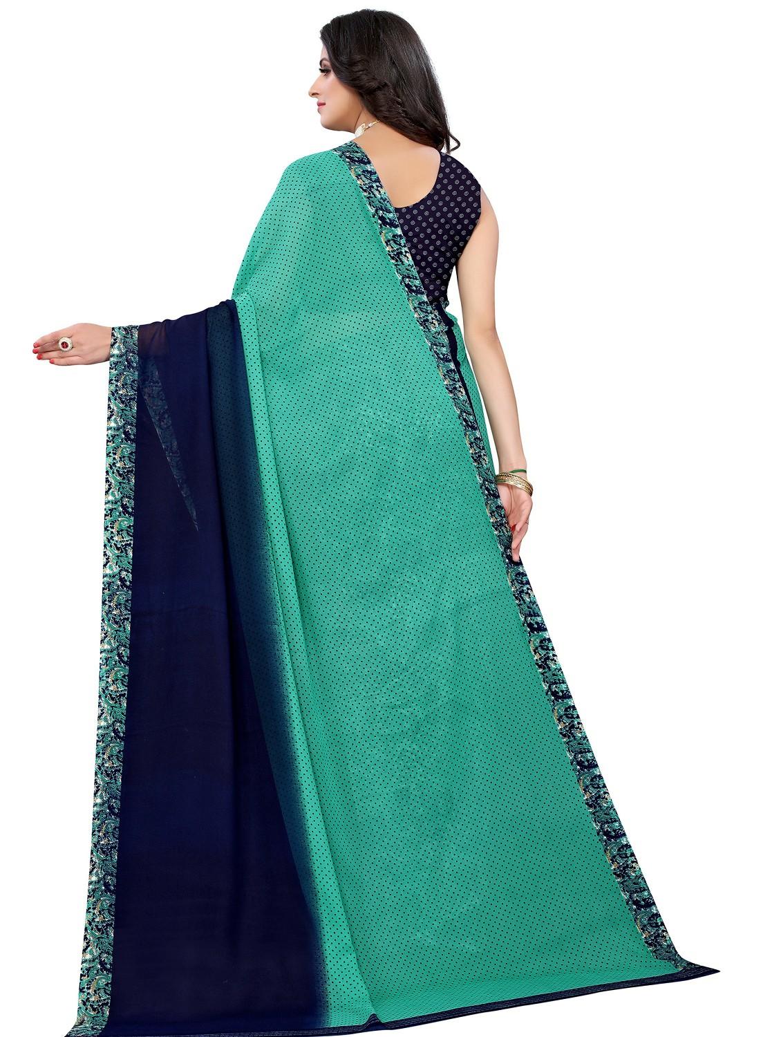 women blue printed georgette saree with blouse - 20873064 - Standard Image - 1