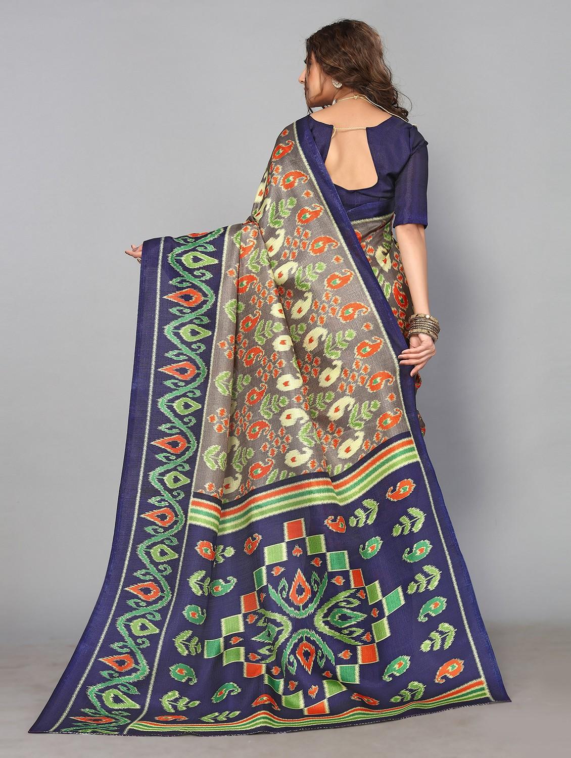 women printed bordered saree with blouse - 20873178 -  Standard Image - 1