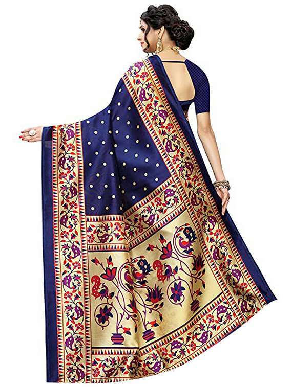 women blue self design paithani saree with blouse - 20873290 -  Standard Image - 1