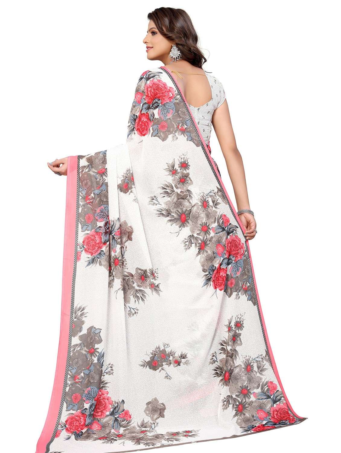 Women Floral Printed Saree With Blouse - 20873372 -  Standard Image - 1