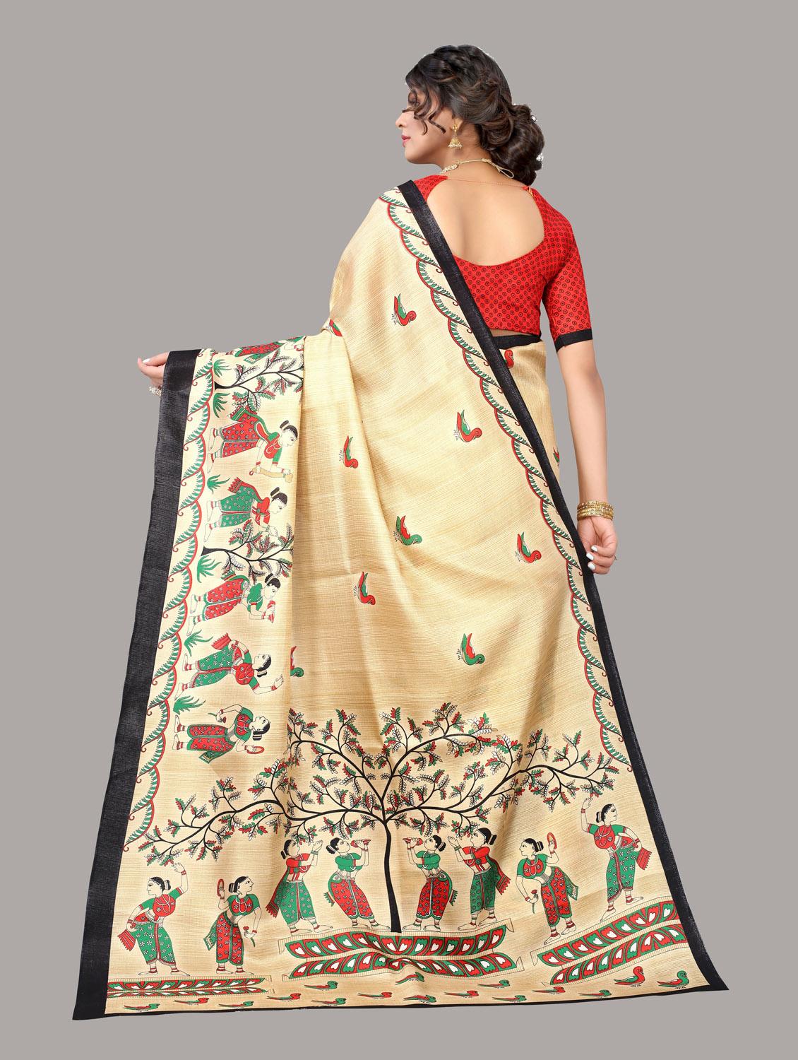 women printed saree with blouse - 20873414 - Standard Image - 1