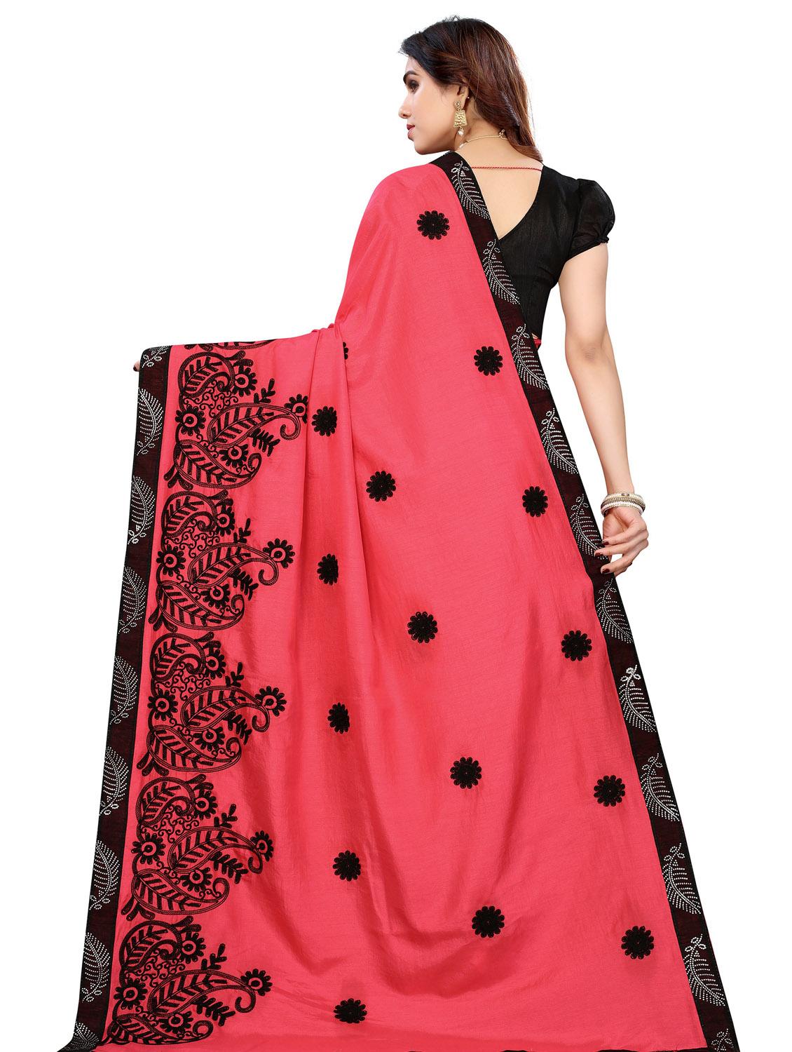 women pink embroidered saree - 20873444 - Standard Image - 1