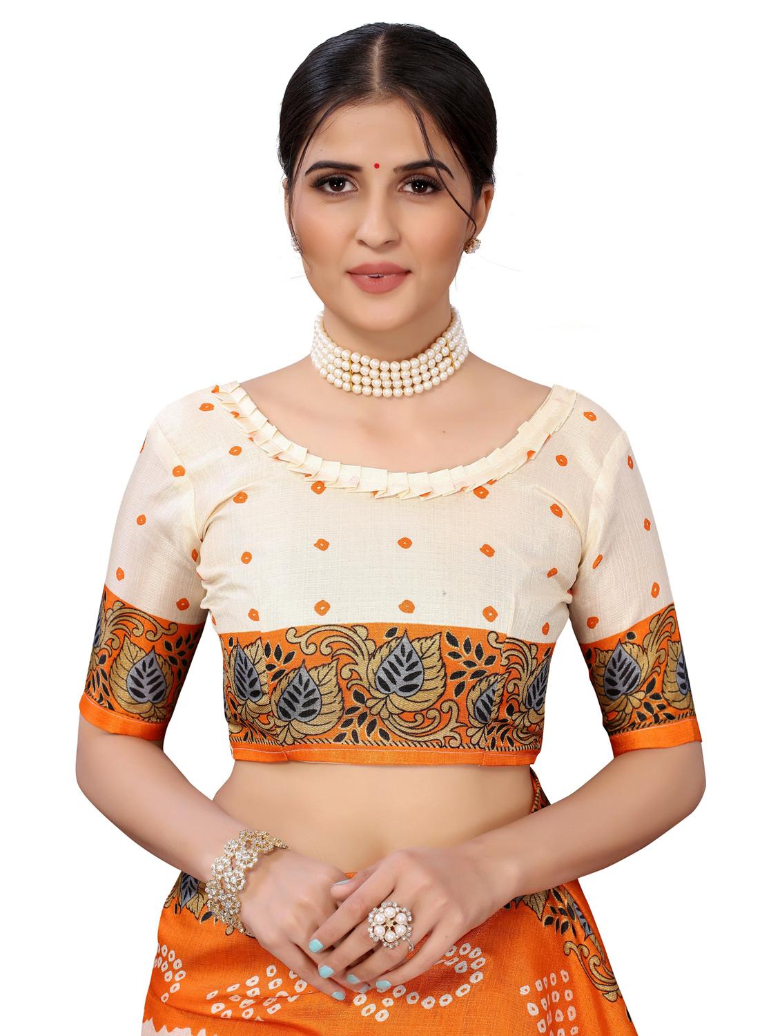women cream printed bordered saree - 20873485 - Standard Image - 1