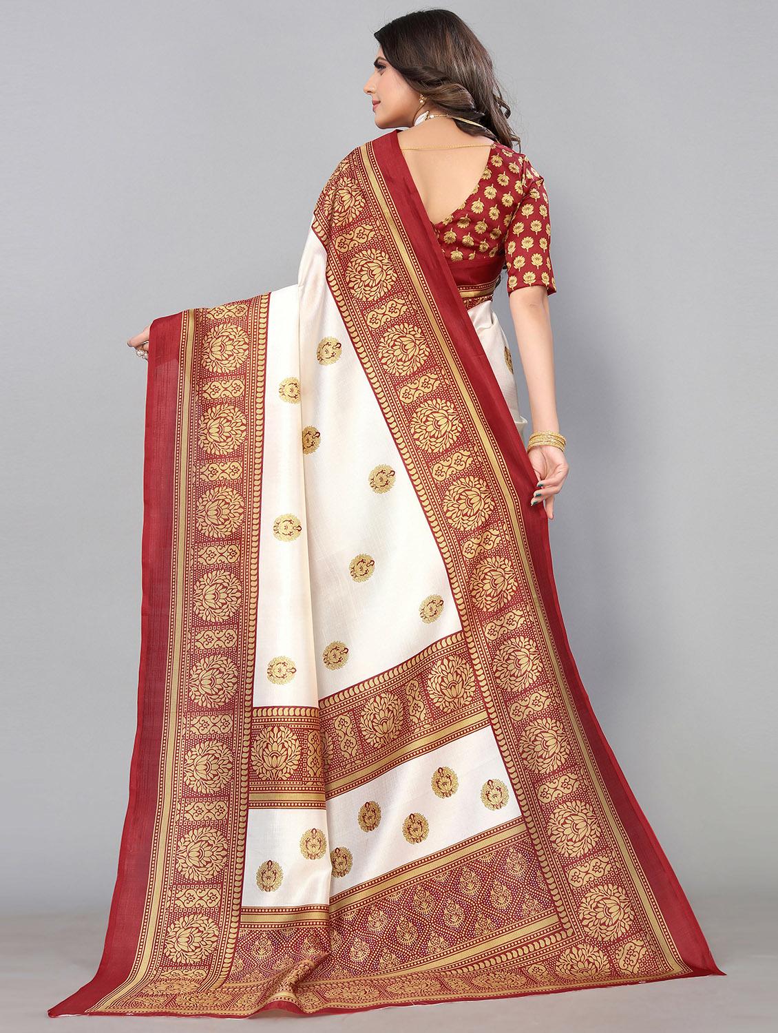 women white printed bordered saree with blouse - 20873544 - Standard Image - 1