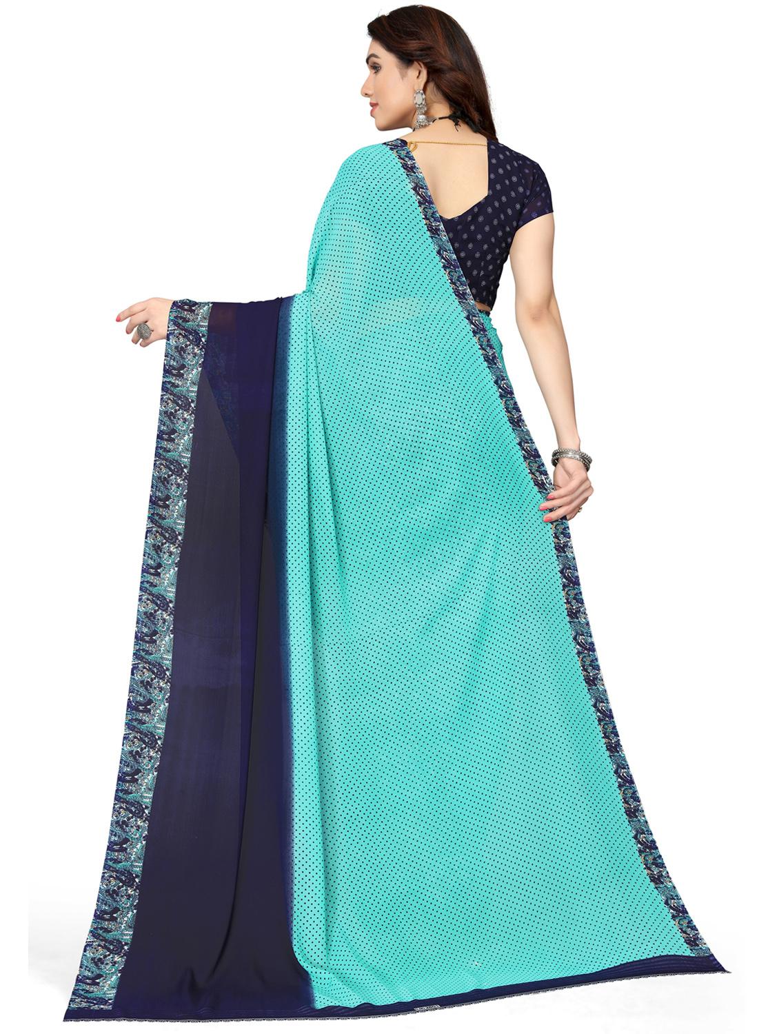 women turquoise printed georgette saree with blouse - 20873641 - Standard Image - 1