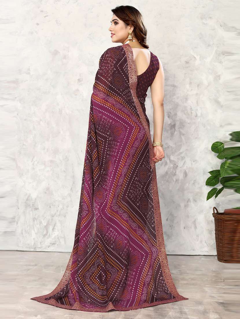 purple bandhani print georgette saree with blouse - 20873740 -  Standard Image - 1