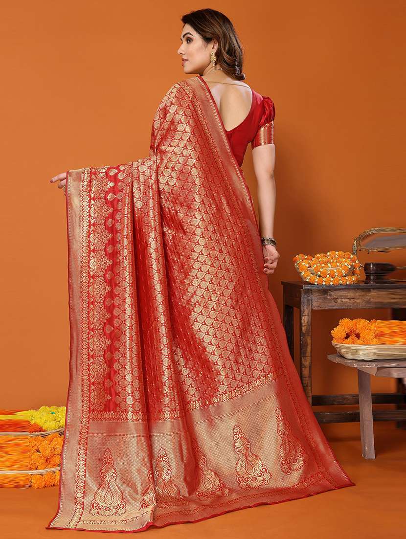 women red self design kanjivaram saree with blouse - 20873931 -  Standard Image - 1