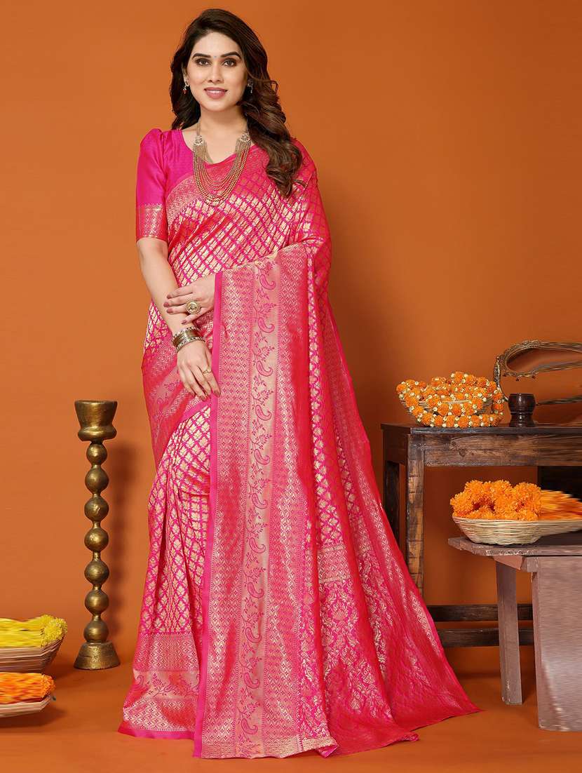 women zari work kanjivaram saree with blouse