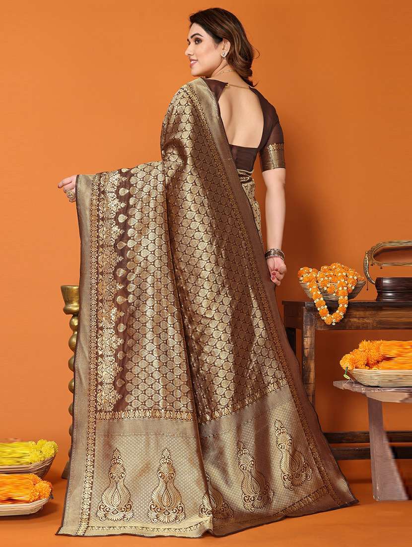 women zari work kanjivaram saree with blouse - 20874035 -  Standard Image - 1