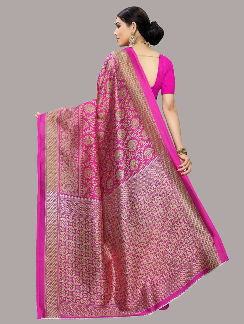 women blue self design banarasi saree with blouse - 20874038 -  Standard Image - 1