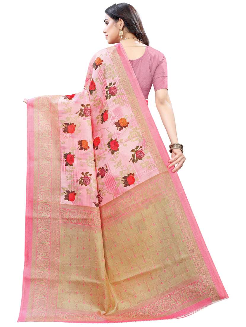 women floral printed bordered saree with blouse - 20874085 -  Standard Image - 1