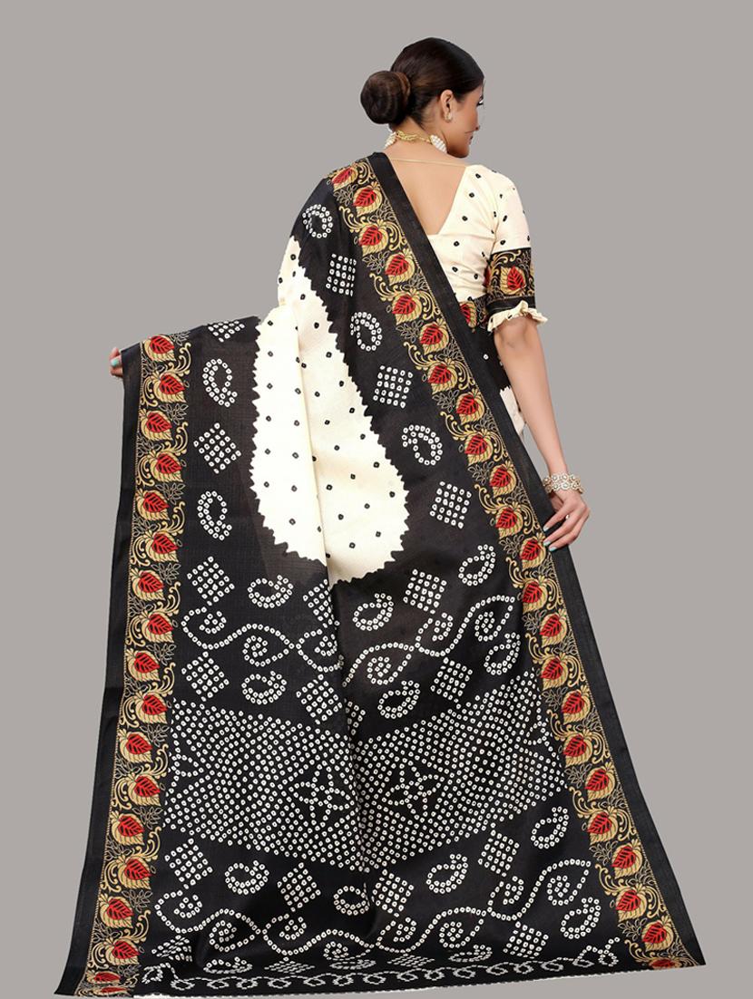 women polka printed saree with blouse - 20874115 -  Standard Image - 1