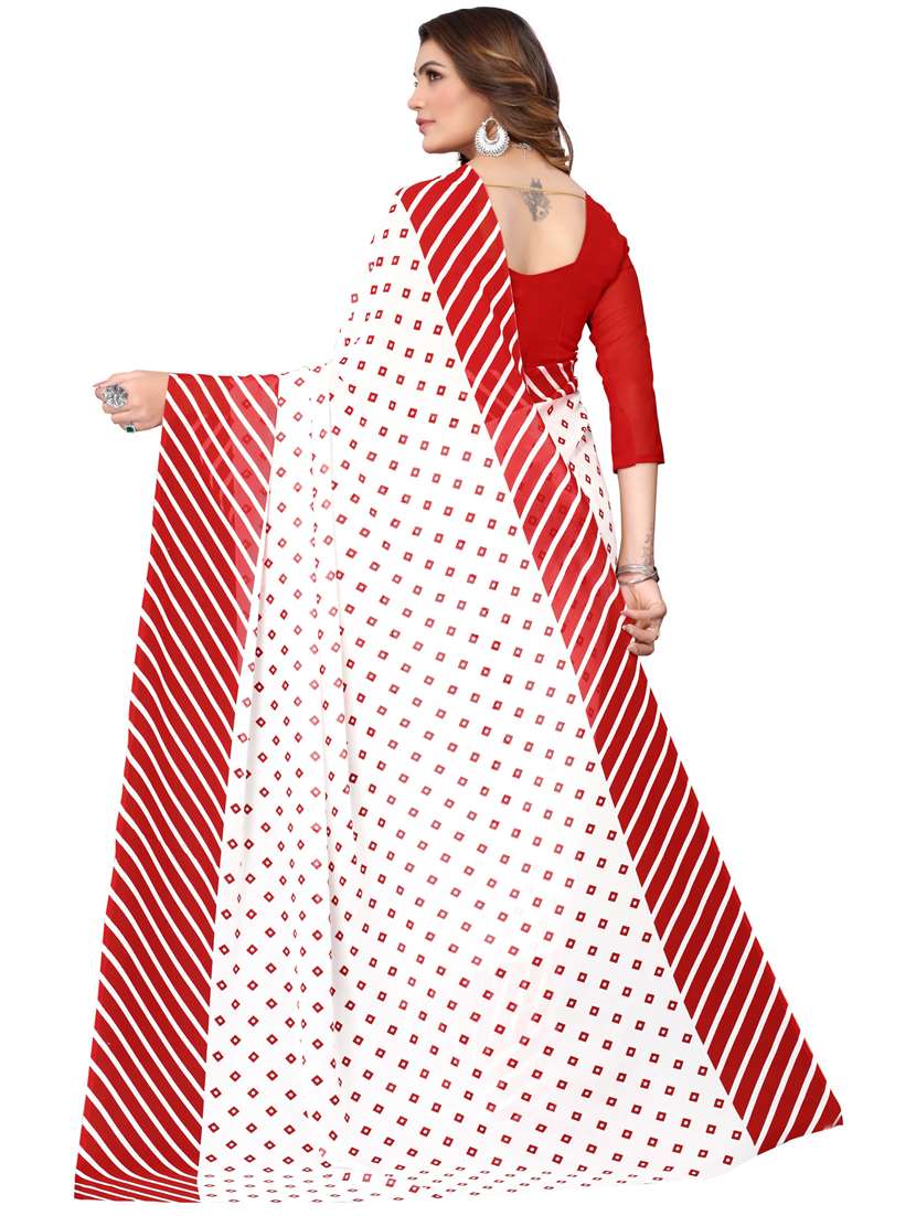 women printed bordered saree with blouse - 20874235 -  Standard Image - 1