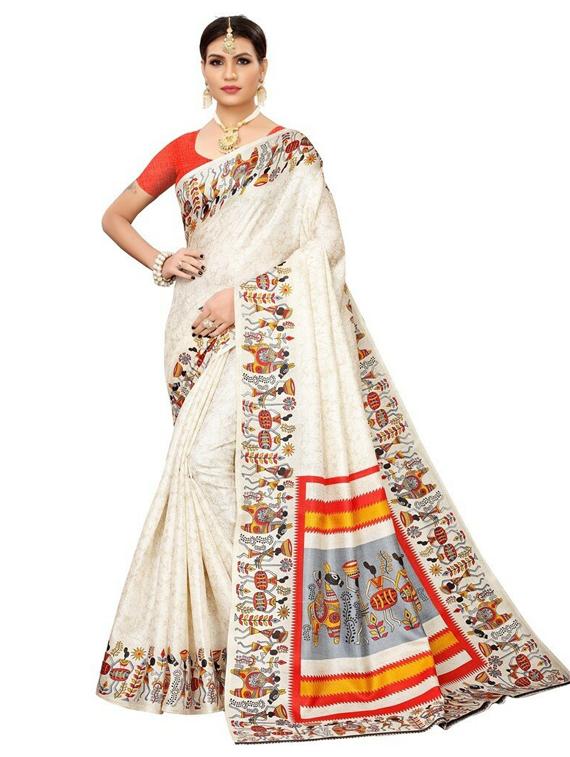 pack of 3 multi colored combo saree with blouse - 20875663 -  Standard Image - 1