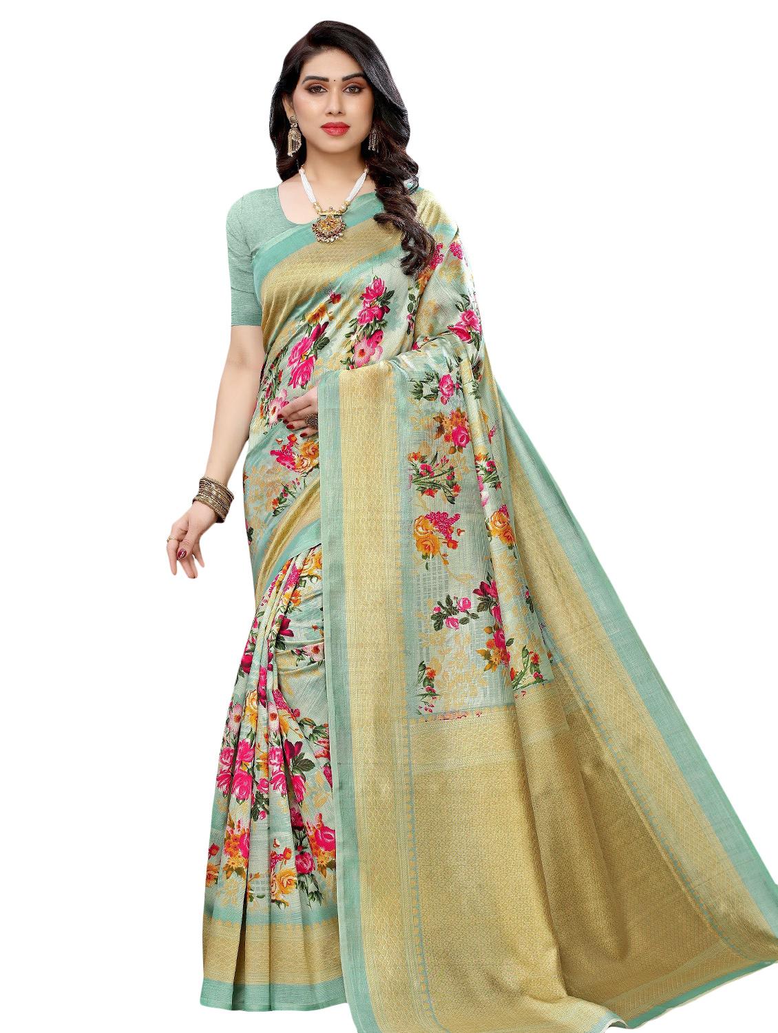 pack of 3 multi colored combos saree with blouse - 20875838 -  Standard Image - 1