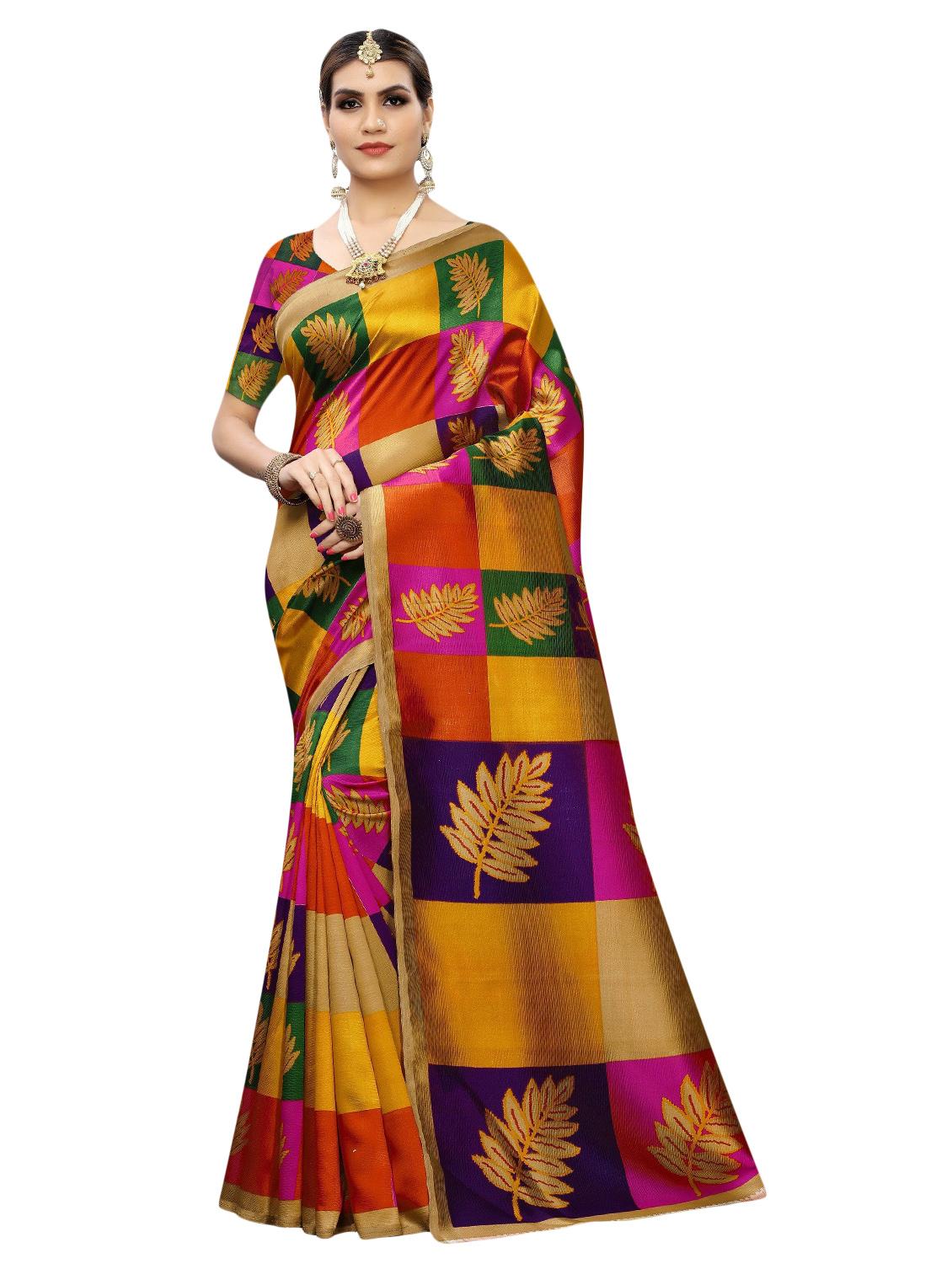 pack of 3 multi colored combo saree with blouse - 20875885 -  Standard Image - 1
