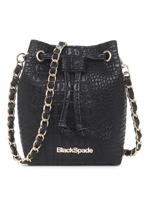 black textured sling bag - 20876355 -  Standard Image - 0