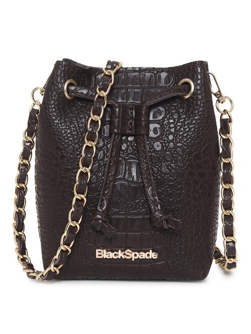 brown textured sling bag - 20876356 -  Standard Image - 0