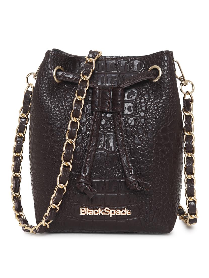 brown textured sling bag - 20876356 -  Zoom Image - 0