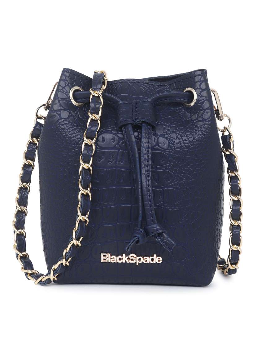 navy blue textured sling bag - 20876357 - Zoom Image - 0