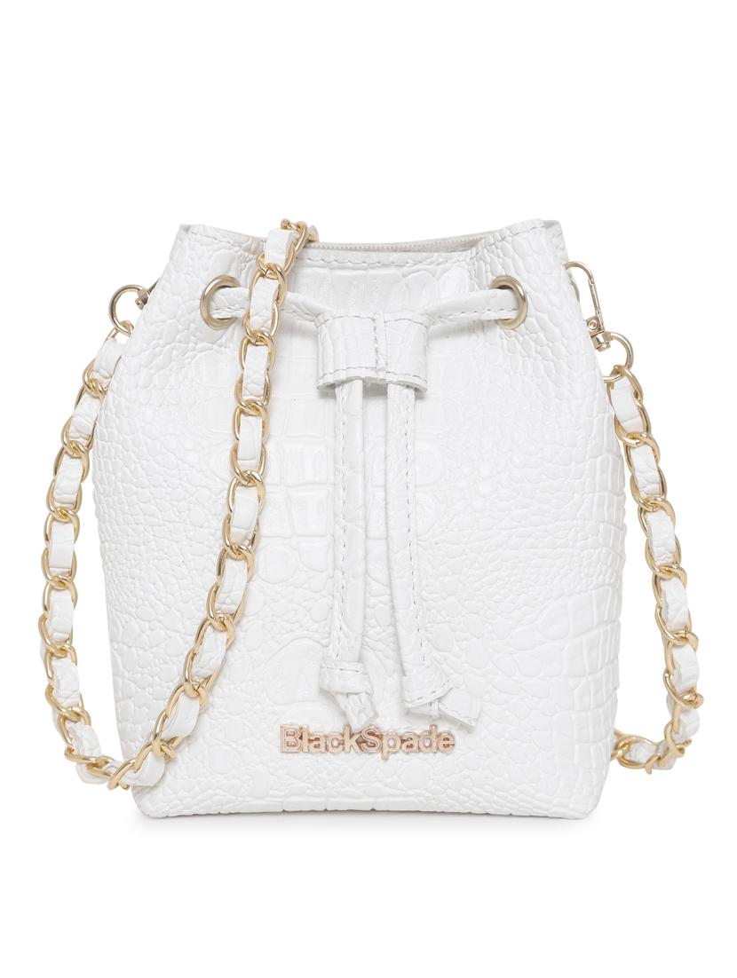 white textured sling bag - 20876359 - Zoom Image - 0